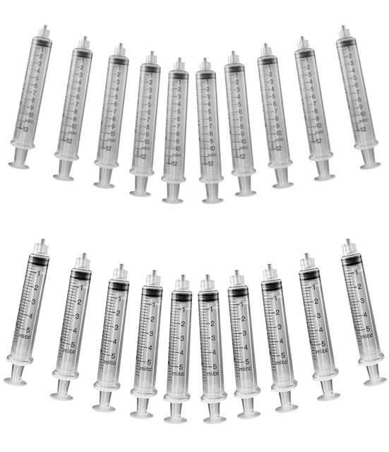 Plastic Non-Sterile Dispensing Luer Lock Syringe W/O Needle 5&10ML -Pack of 20