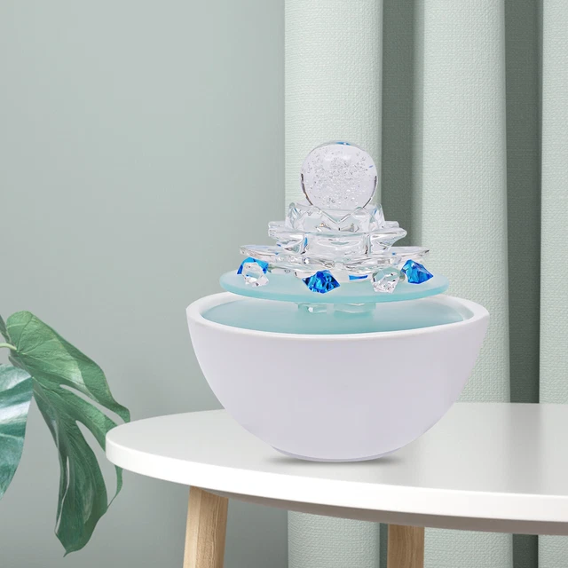Table Ornament Fountain Indoor Tabletop Waterfall Water LED Lights Crystal Ball