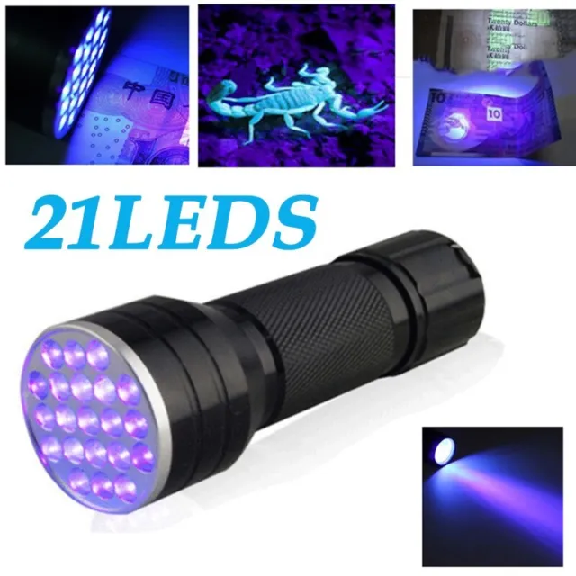 Portable UV Ultra Violet 21 LED Lampe Torche Blacklight Aluminium Lampe Torche