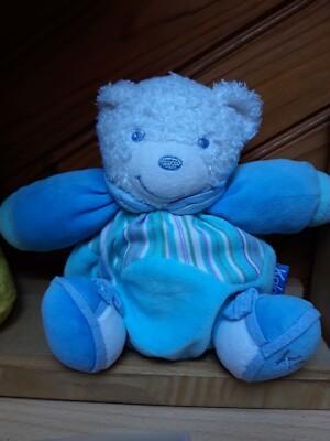 Kaloo DOUDOU KALOO  Ours Bleu A Pois Oiseaux Env 20 Cm TBE 