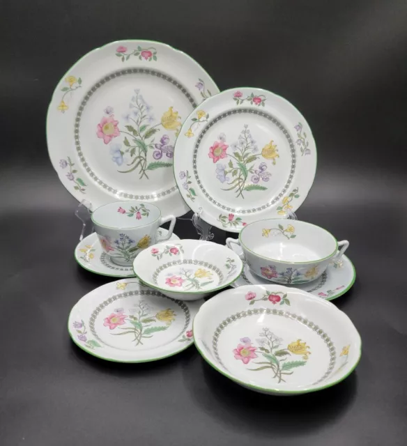 Spode SUMMER PALACE (FINE STONE) 9pc Place Setting Plates, Bowls, Cups SOME USE