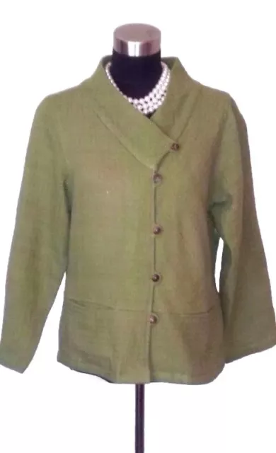 Women's Wish Jacket Sz L Green Dress Casual Cotton Swing