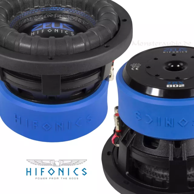 Hifonics ZEUS ZRX-8D2 20cm Auto Subwoofer 600 1200 Watt RMS MAX 2 x 2 Ohm 8"