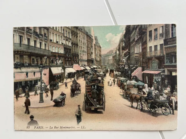 La Rue Montmartre Paris France Vintage Postcard Carte Postale 1908 LL
