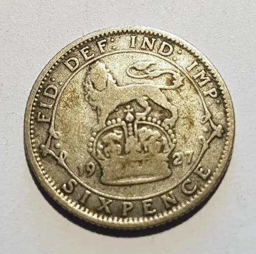 1927 George V .500 Silver UK Sixpence Six Pence 6d coin