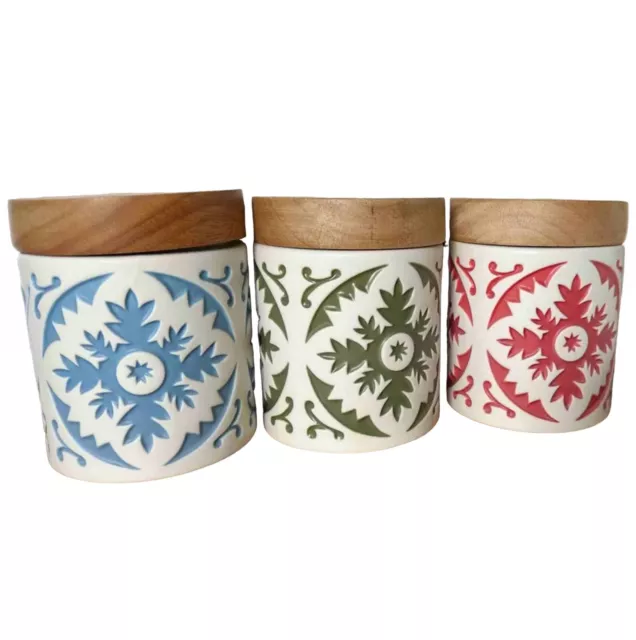 Ceramic Kitchen Jars With Lid Set of 3 - 900ml Retro Sealed Storage Tea Coffee