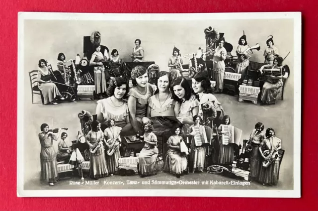 Collage Foto AK Musiker um 1930 Rose Müller Orchester und Kabarett   ( 131718