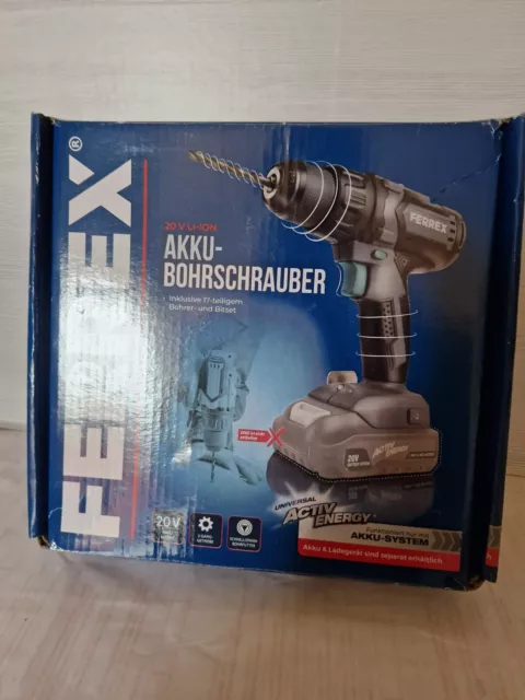 Ferrex 20V Li-ION Akku Bohrmaschine Bohrschrauber Bohr + Bit Set ohne Akku