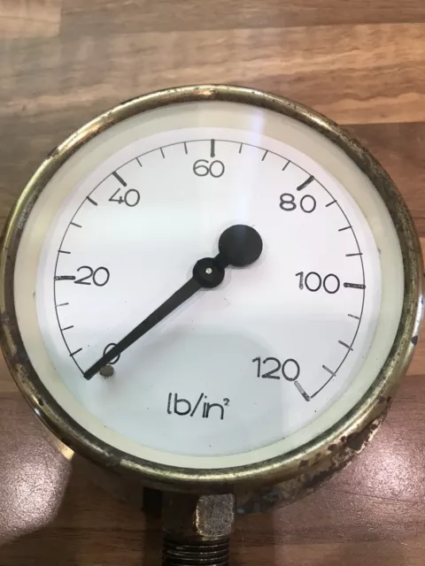 Vintage Original Brass Ships Engine Room Pressure Gauge Maritime Marine Boat 2