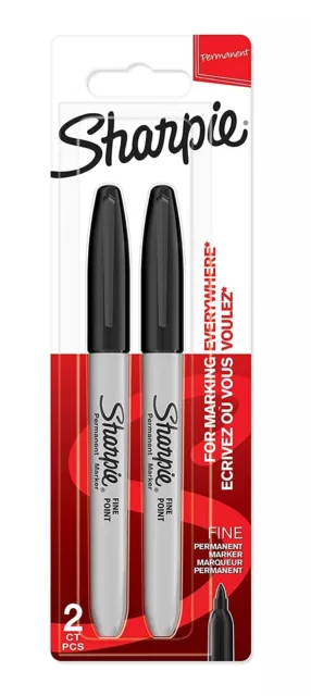 Sharpie Permanentmarker mit feiner Spitze, schwarz, 2 Stück