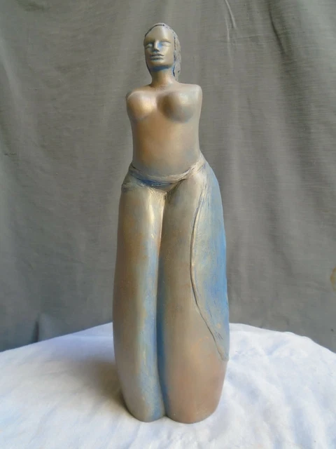 Sculpture Femme buste drapée "Centaure", terre cuite patinée, pièce unique 