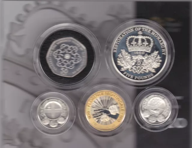 Boxed 2010 Royal Mint Piedfort Silver Proof Set Of 5 Coins With Certificate
