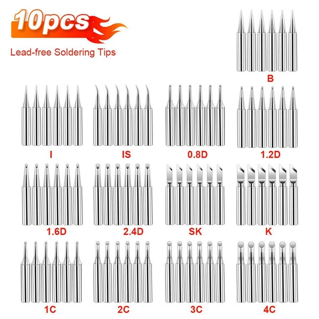 10 Pointes De Fer à Souder à Bord Plat - Modèle 900M-T-3.2D - Pour Station De Soudage - Argent