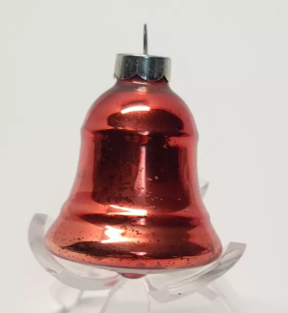 Vintage Christmas Tree Ornament Decoration Blown Glass Shiny Brite Red Bell