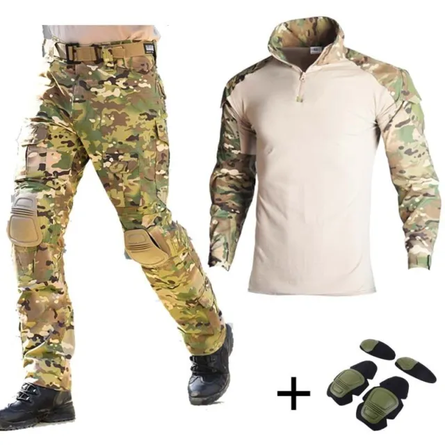 Camo Combat Uniform Military Army Training Suits Men Airsoft Shirt/Pants New