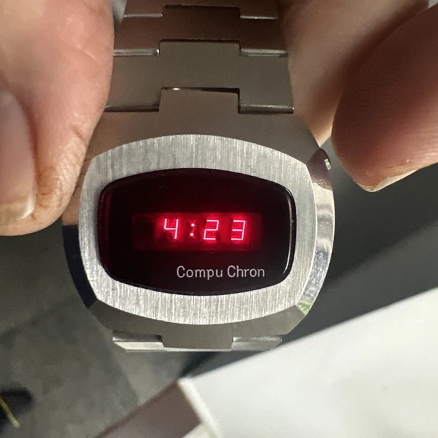 MEN'S SS 1977 Compuchron LED LCD Digital Retro Time computer Watch. £ ...