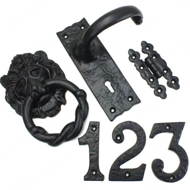 RANGE ~ BLACK ANTIQUE DOOR FIXINGS Front/Main Rustic Ornate Old Classic Gothic