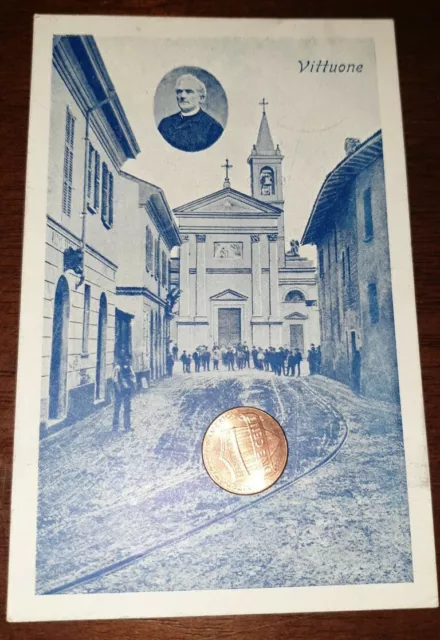 Cartolina d'epoca paesagg Itali Lombardia Milano Vittuone chiesa