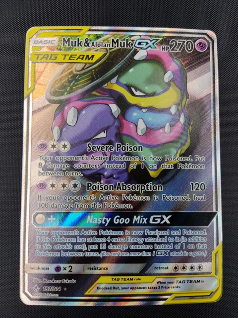 Pokemon Muk & Alolan Muk GX 197/214 ALTERNATE ART CARD SM Unbroken Bonds Set II