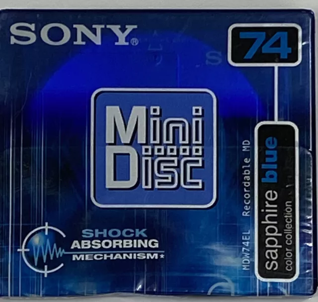 Mini Disc Sony MD  74 Minute Blank New Unopened Disc Sapphire Blue MDW-74EL