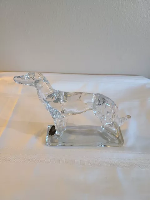 Vintage Borzoi Wolfhound Viking New Martinsville Glass Dog Statue Bookend W Tag
