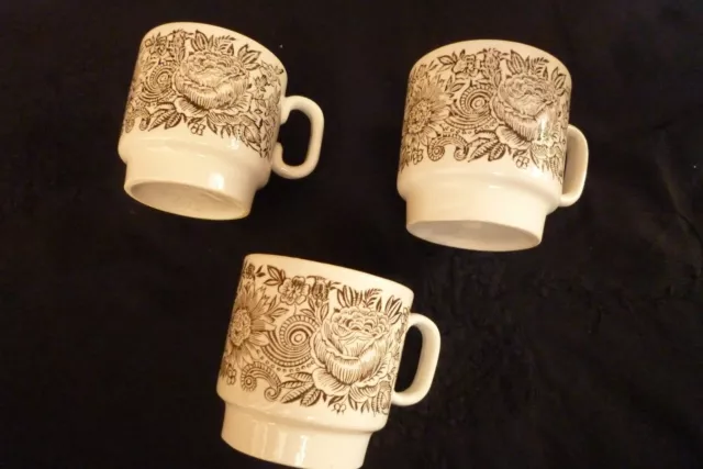 3 tasses à café  Badonviller France très seventies, French vintage cups