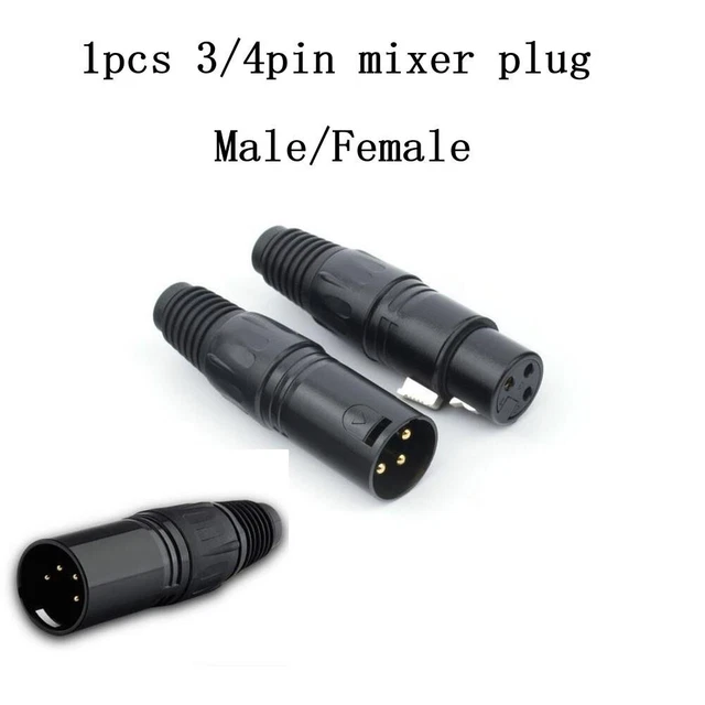XLR Female Male 3/4-Pin Straight Plug Microphone Cable Balanced Audio Connector