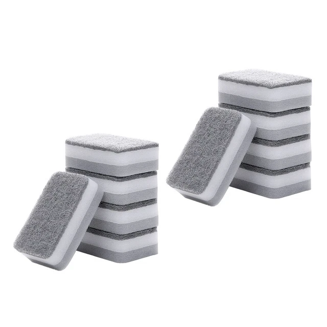 10 piezas Herramienta de limpieza de esponjas artefactos Almohadilla de fregar Gris