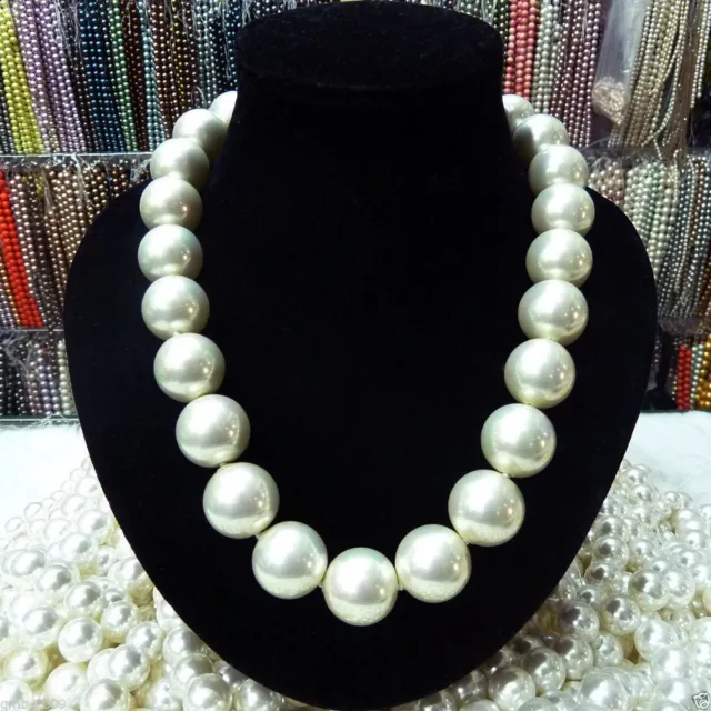 Rare Huge 8MM 10MM 12MM 14MM 20mm South Sea White Shell Pearl Necklace AAA 18" 2