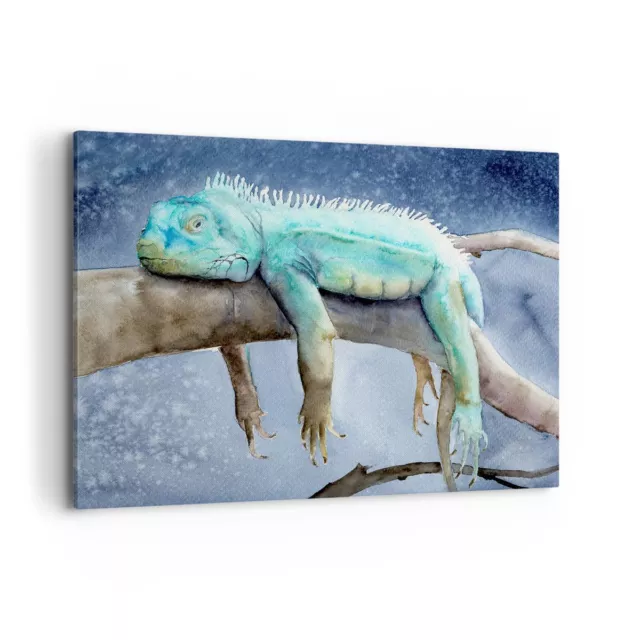 Impression sur Toile 100x70cm Tableaux Image Photo Cam�l�on Animal Paresse