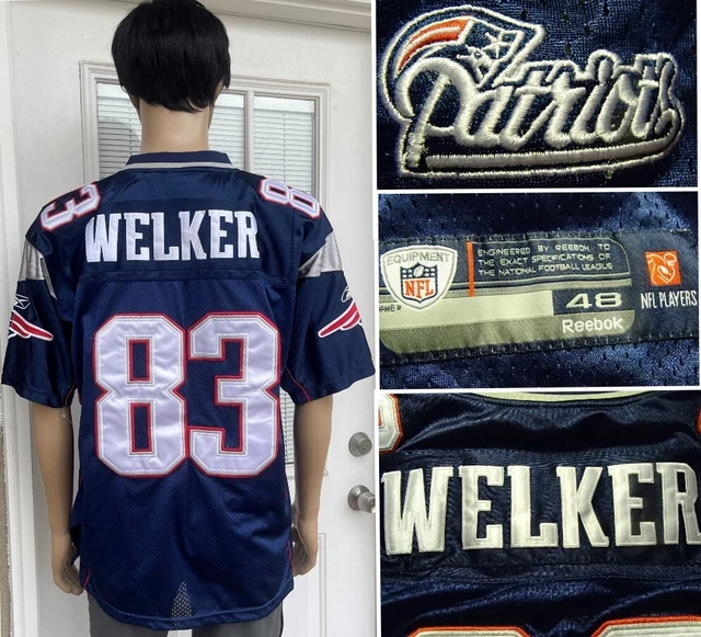 vtg REEBOK official NFL football jersey welker new england patriots sewn logos L