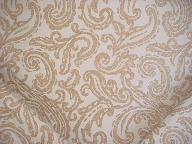 5-1/2Y Lee Jofa Cefa Taupe Gold Ecru Floral Scroll Chenille Upholstery Fabric