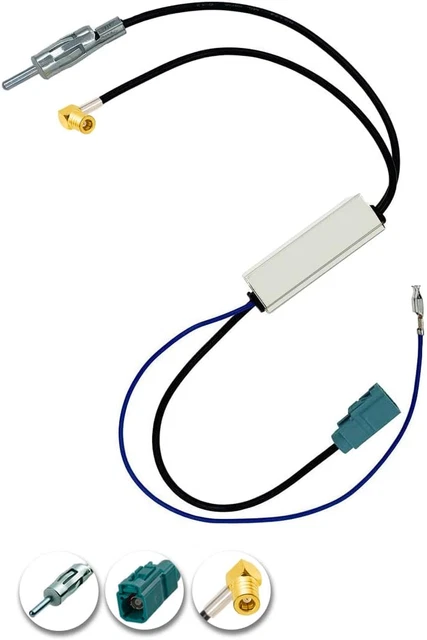 DAB FM ANTENNA Splitter Amplificatore Antenna per Auto SMB Femmina a