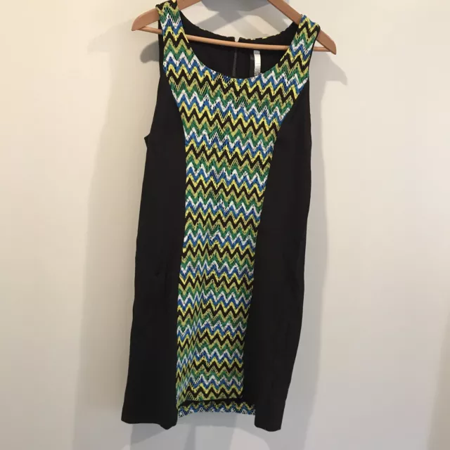 Kensie Womens Sleeveless Inset Knit Contrast Dress -  Size Large - Black 2