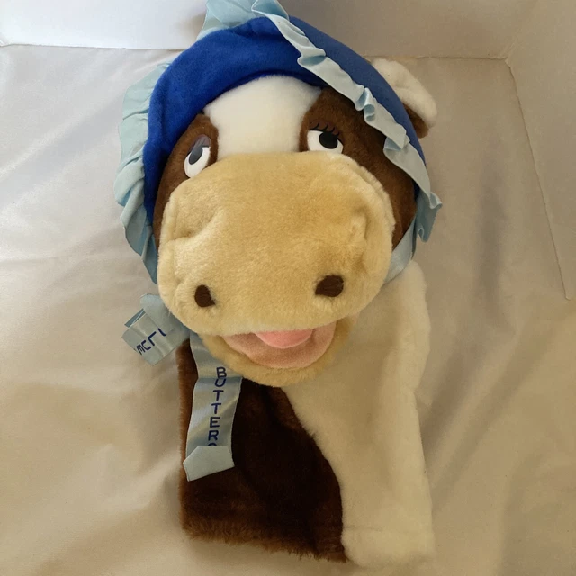 Vintage BLUE BONNET Margarine Buttercup The Cow Hand Puppet Dakin 11" Plush WT