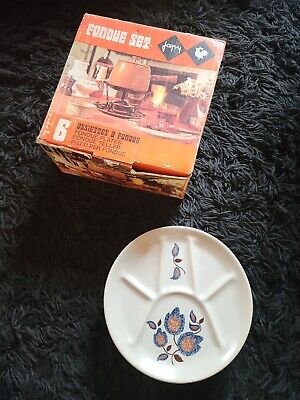 SERVICE DE 8 ASSIETTES DECOR SOLOGNE  EN GRE A FONDUE ANNEES 70 SAINT AMAND 