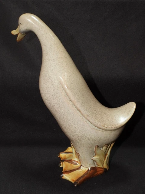 Antique Large Light Brown Glazed Porcelain Duck or Goose 13" Tall 4