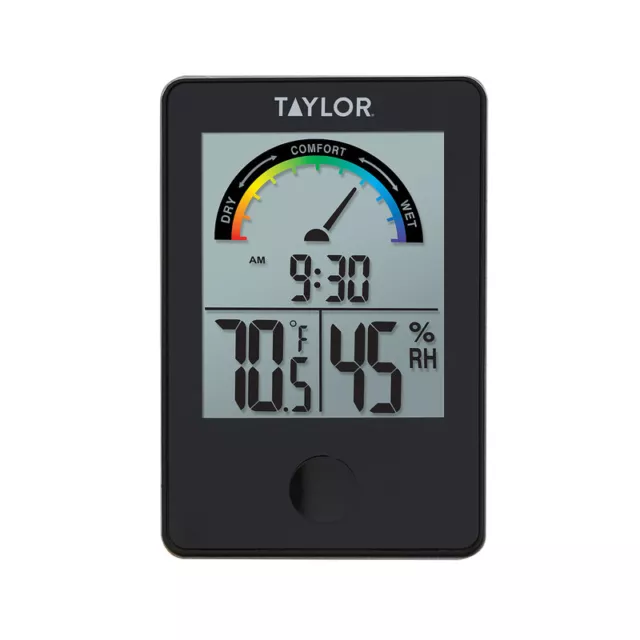 Taylor Comfort Level Hygrometer Digital Thermometer Plastic Black