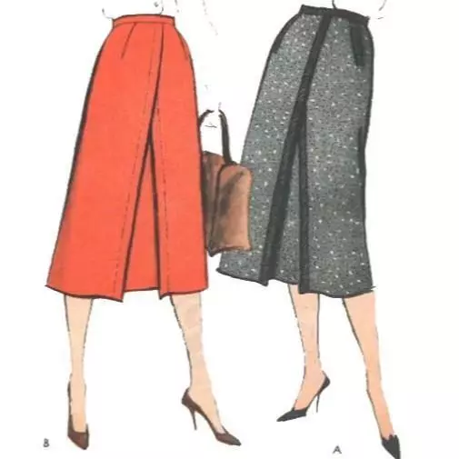 1950's Patrón de Costura: Debajo El Rodilla Falda - Cintura = 71.1cm (71cm)