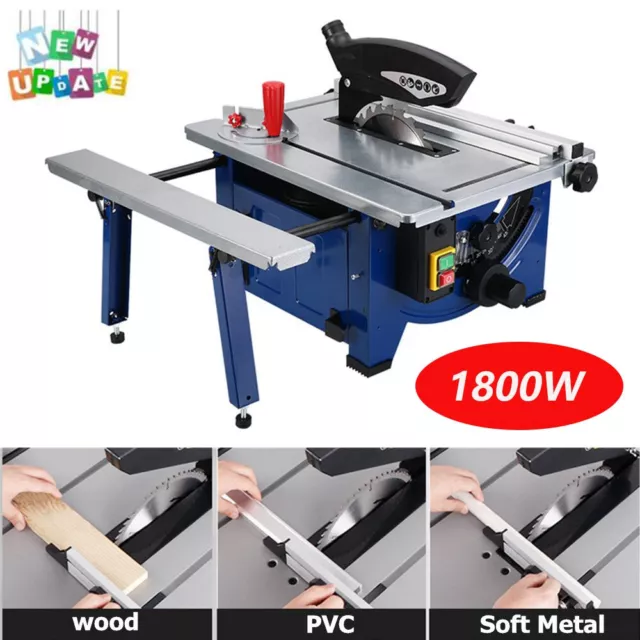 1800W Mini Table Saw 4800RPM Angle Adjustable DIY Saw for Wood Board PVC Plastic