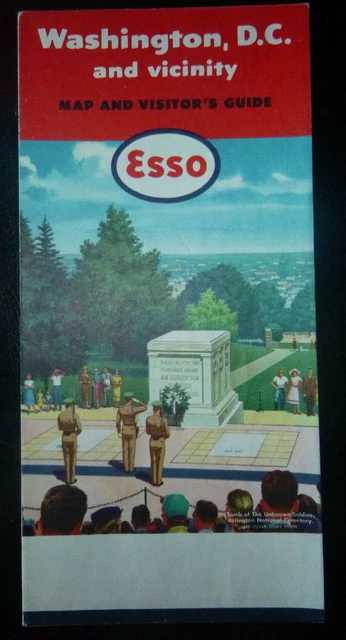 1959 Washington, D.C.  road map Esso oil gas Tomb of Unknown Soldier