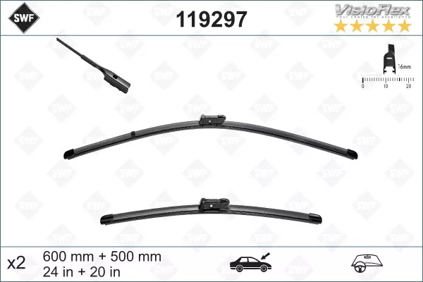 SWF Scheibenwischer Flachbalkenwischblatt Vorne (119297) für AUDI A4 B8 B9 A5 2