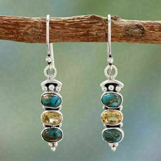 Fashion 925 Silver Dangle Drop Earrings Hook Women Turquoise  Jewelry Ear Gifts 2