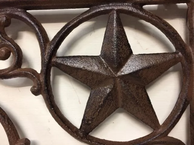 SET OF 2 WESTERN STAR SHELF BRACKET/BRACE, Antique Rustic Brown patina cast iron 4