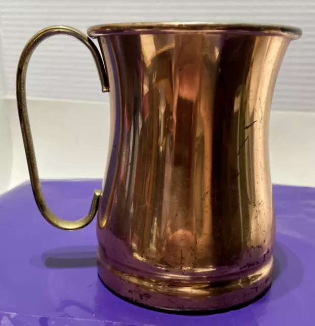 Vintage TAGUS Copper Ale ,Beer Mug Brass Handle ,Aluminum Interior ,Portugal