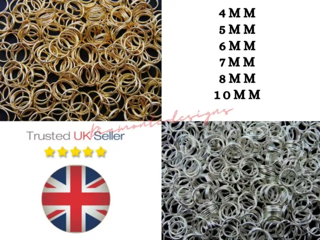 100 Pcs Silver & Gold Plated SPLIT RINGS JEWELLERY FINDINGS 4mm 5mm 6mm 7mm 8mm