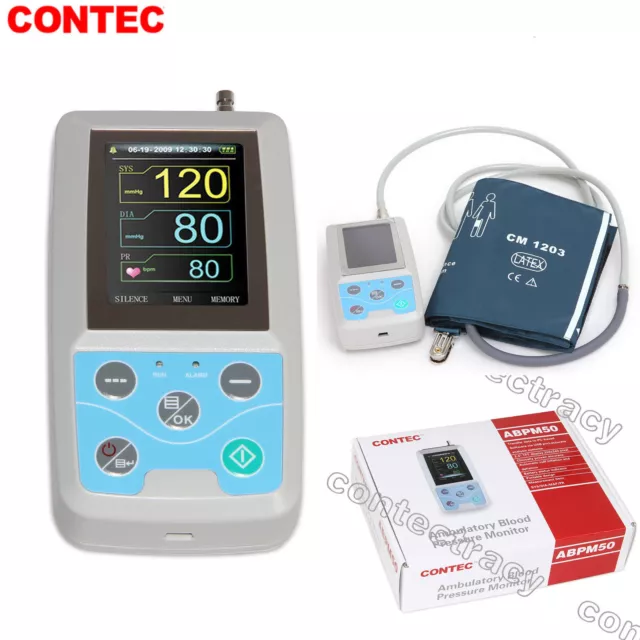 CE Arm Ambulatory Blood Pressure Monitor 24hours NIBP Holter ABPM50 Adult cuff