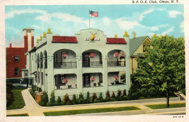 Olean New York NY BPOE Elks Club Vintage Postcard