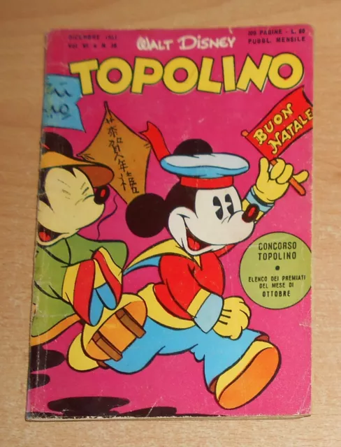 Ed.mondadori  Serie  Topolino   N°  36  1951   Originale  !!!!!