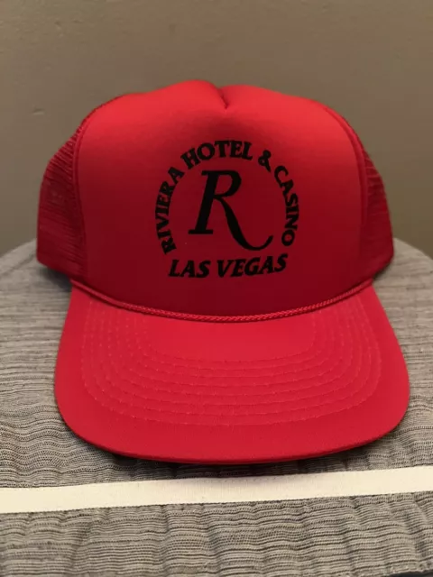 Rare VTG Riviera Hotel and Casino Las Vegas Red Mesh Trucker Snapback Hat Cap